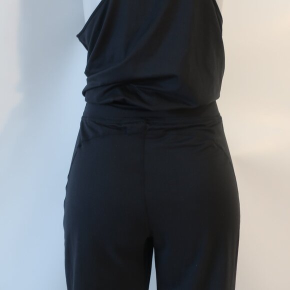 Women Sweaty Betty Black Flat Front Stretch Sleeveless Gary Jumpsuit L - Picture 10 of 12